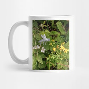 Honey Bee Flying over Flowers Mug